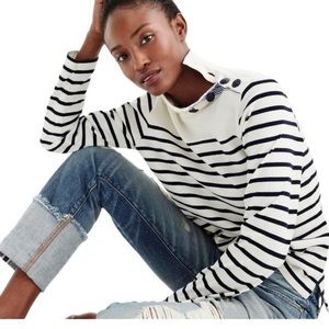 J. Crew Navy/White Button Detail🐢neck top. Sz XXS